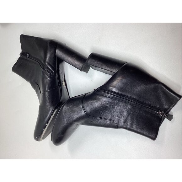 Prada Black Leather Ankle Boots Women’s Block Heel Booties Size EU 39 - Picture 7 of 16